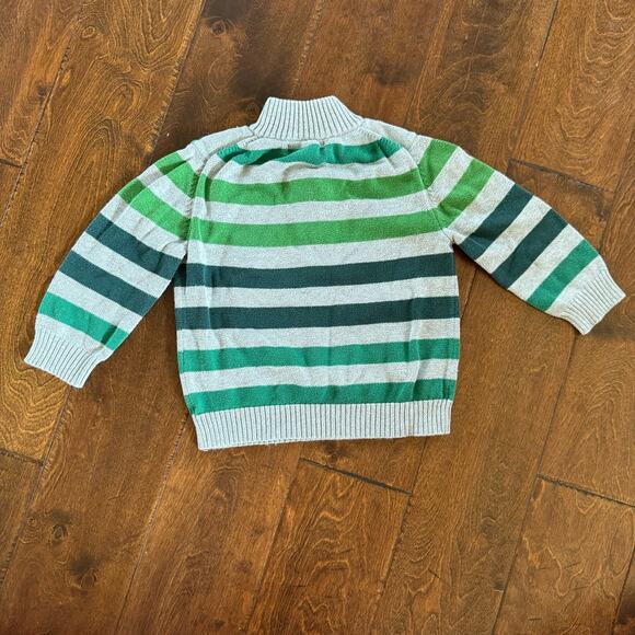 Cherokee Boys Sweater Size 24 Months Quarter Zip Striped Green Gray - Picture 2 of 5